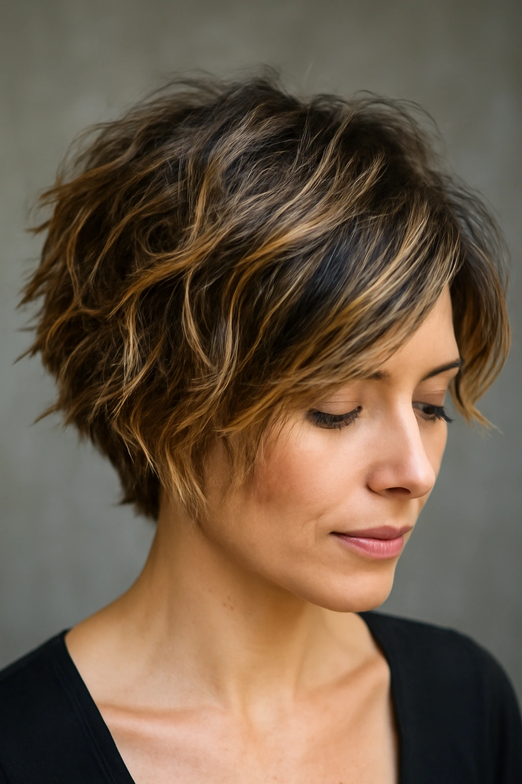 12 Party-Ready Hairstyles That Shine on Short Hair 12 Undone textured hair with dimensional color highlights