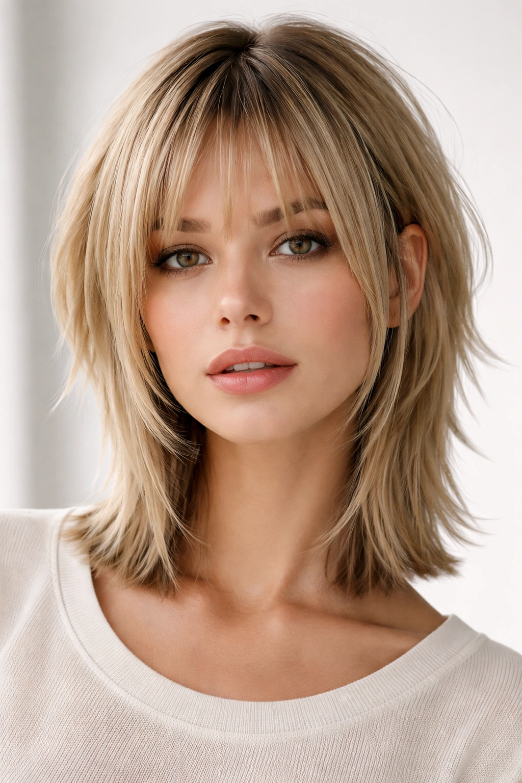 Model with disconnected baby cut showing distinct non-blending hair sections.