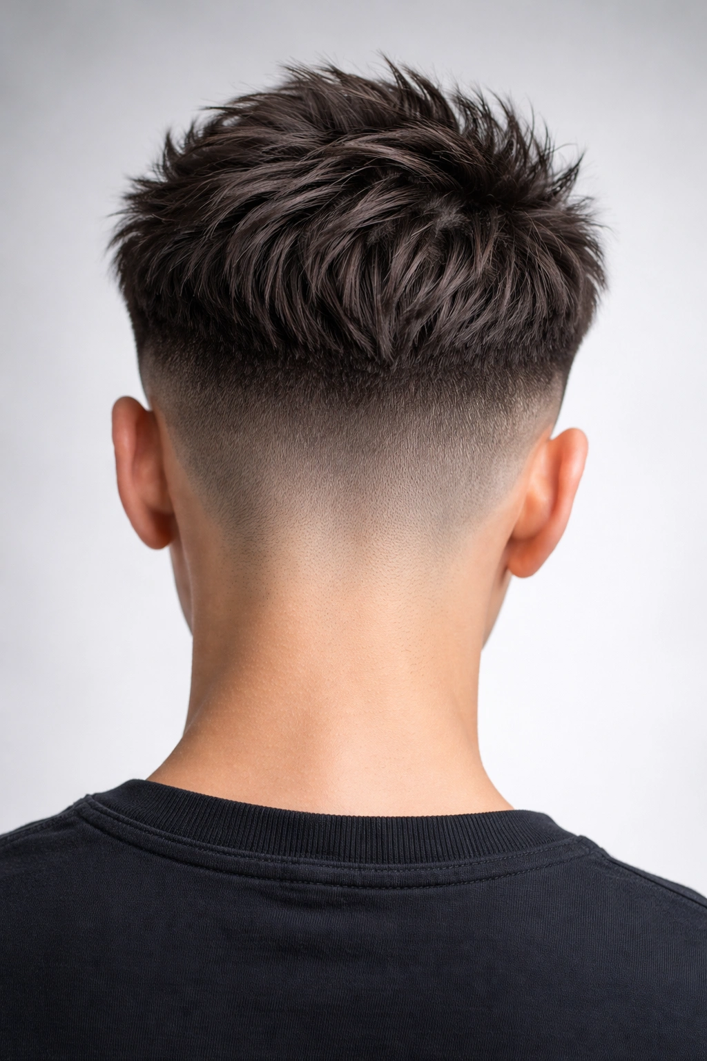 Back view of Disconnected Crop with Micro Undercut showing sharp disconnect at nape
