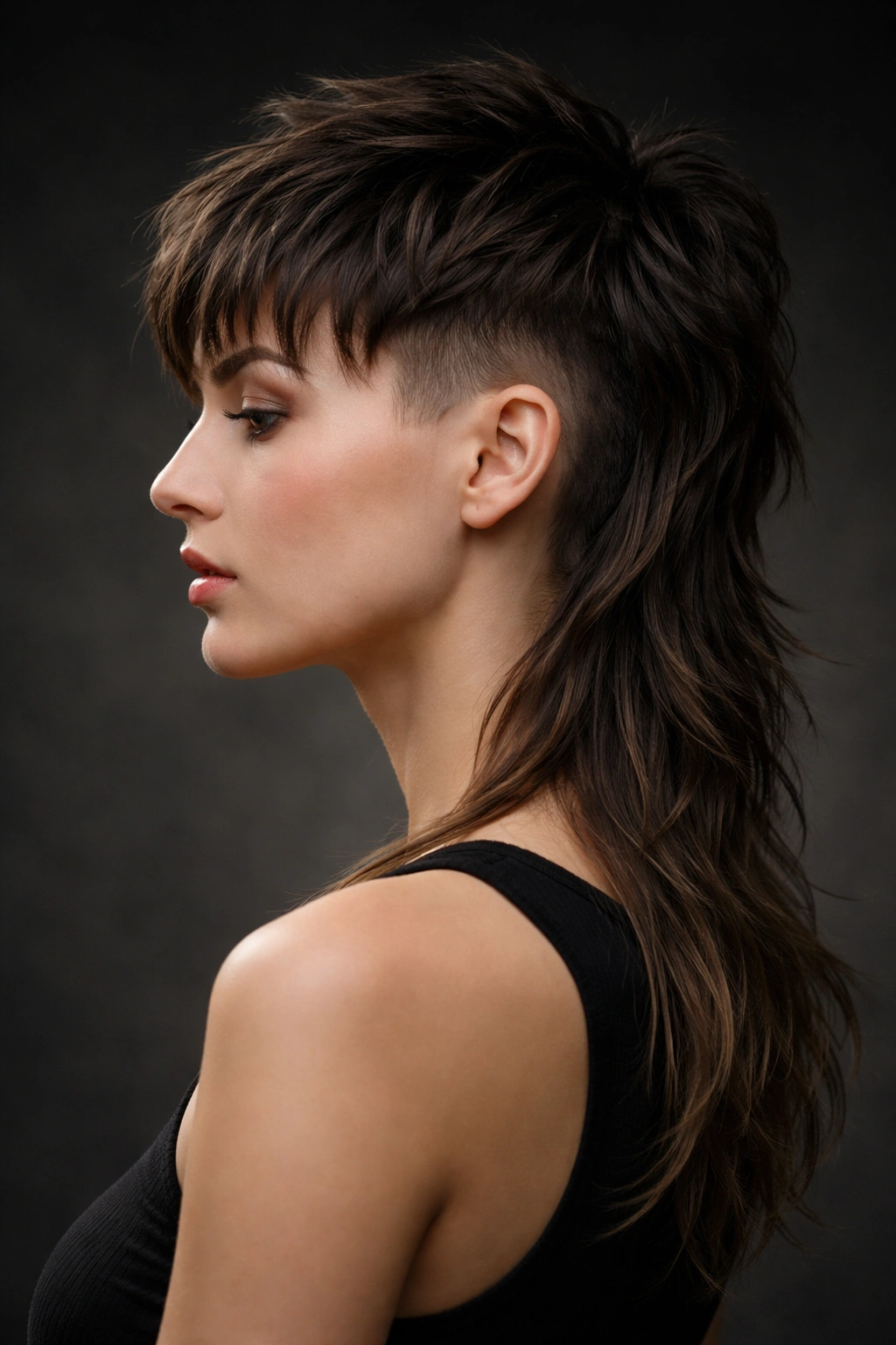 10 Mullet Haircuts Women Are Actually Pulling Off 3 Profile view of a person with a disconnected fade mullet, side fade and long back
