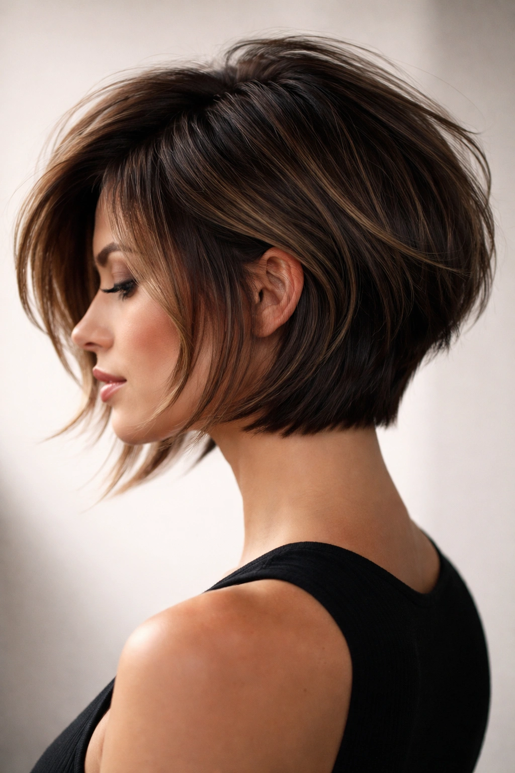 15 Layered Bob Haircuts For Thin And Thick Hair 10 Disconnected layered bob showing stark separation on thick hair