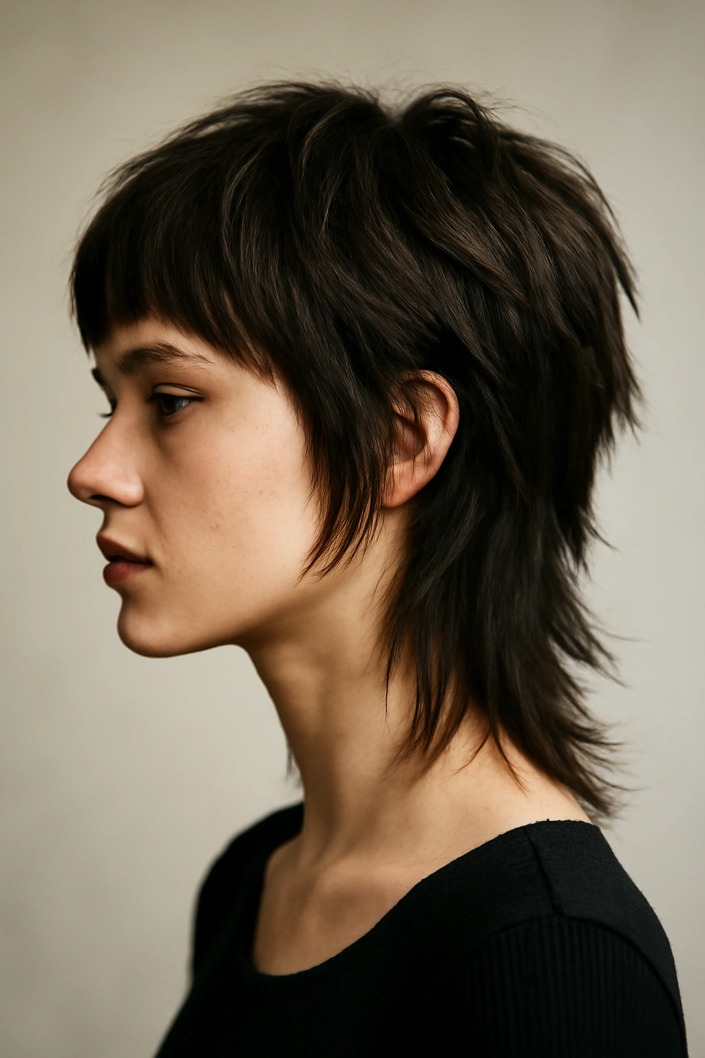 12 Wolf Cuts That Make Short Hair Look So Cool 10 Profile view of disconnected layered wolf cut