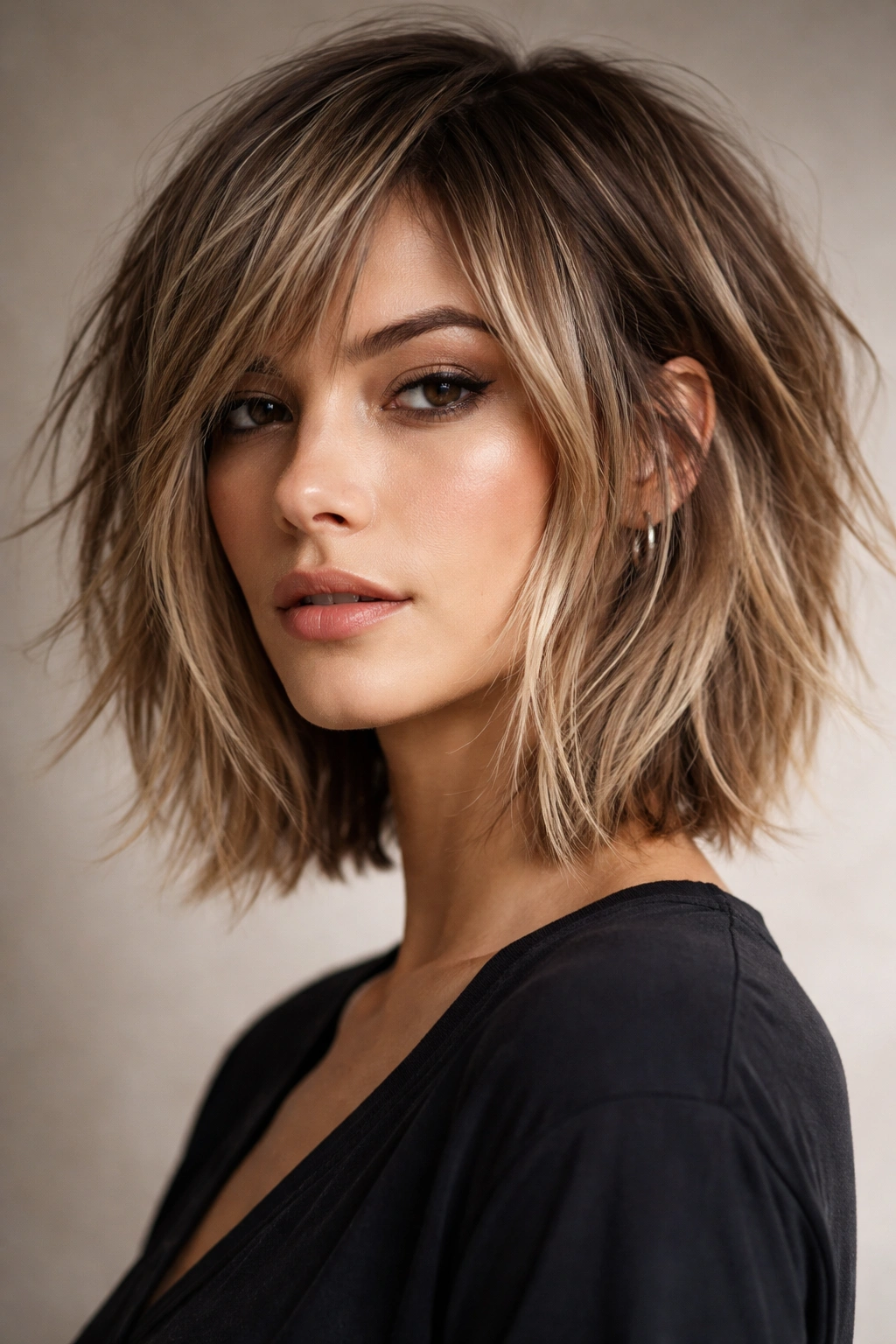 Disconnected lob with non-blended choppy layers and textured movement