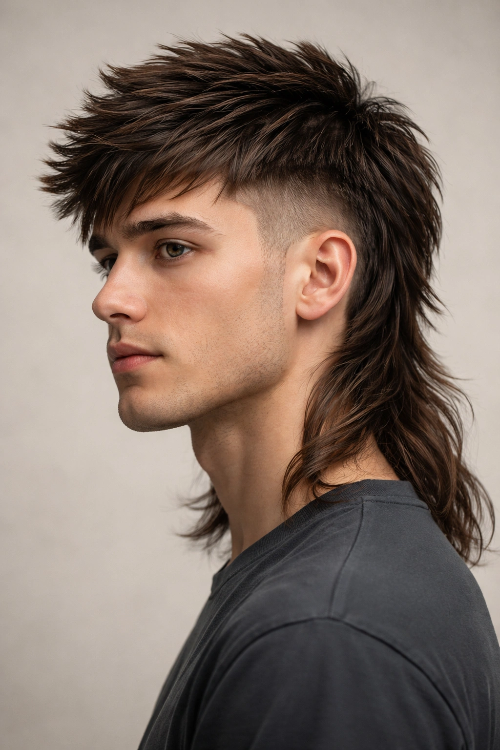 Portrait of disconnected mullet showing a clear top-back separation