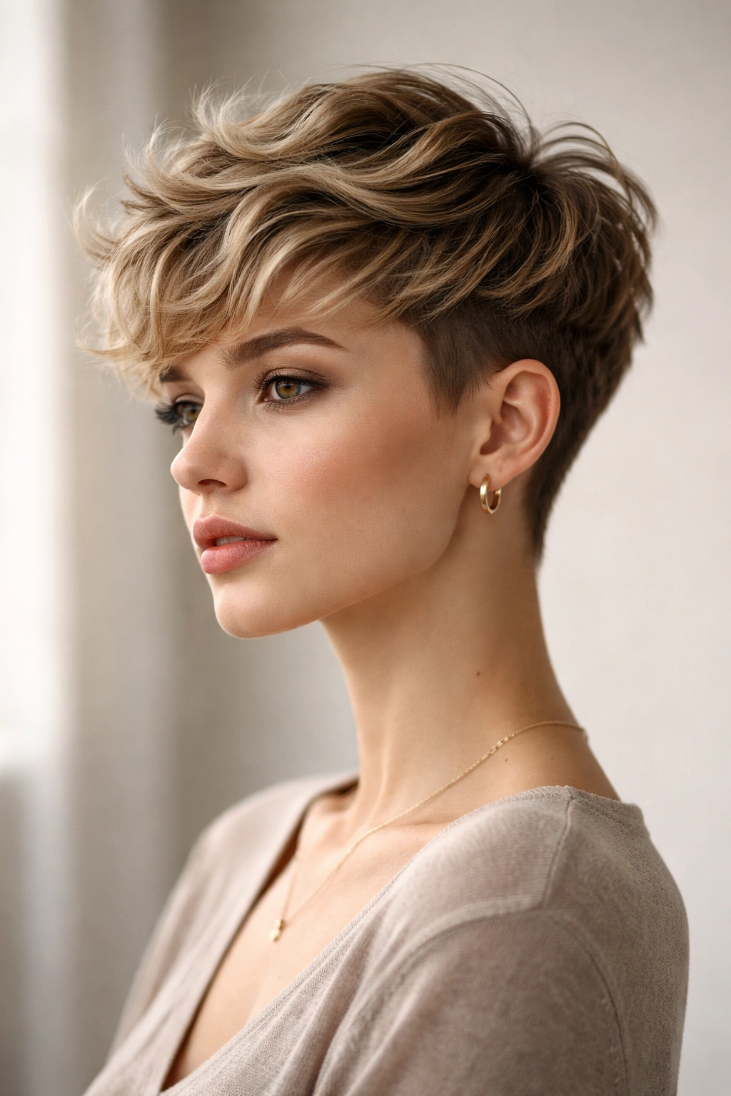 Wavy Pixie Cuts 12 Styles For Naturally Wavy Hair 3 Pixie with long top and very short sides showing a sharp disconnection