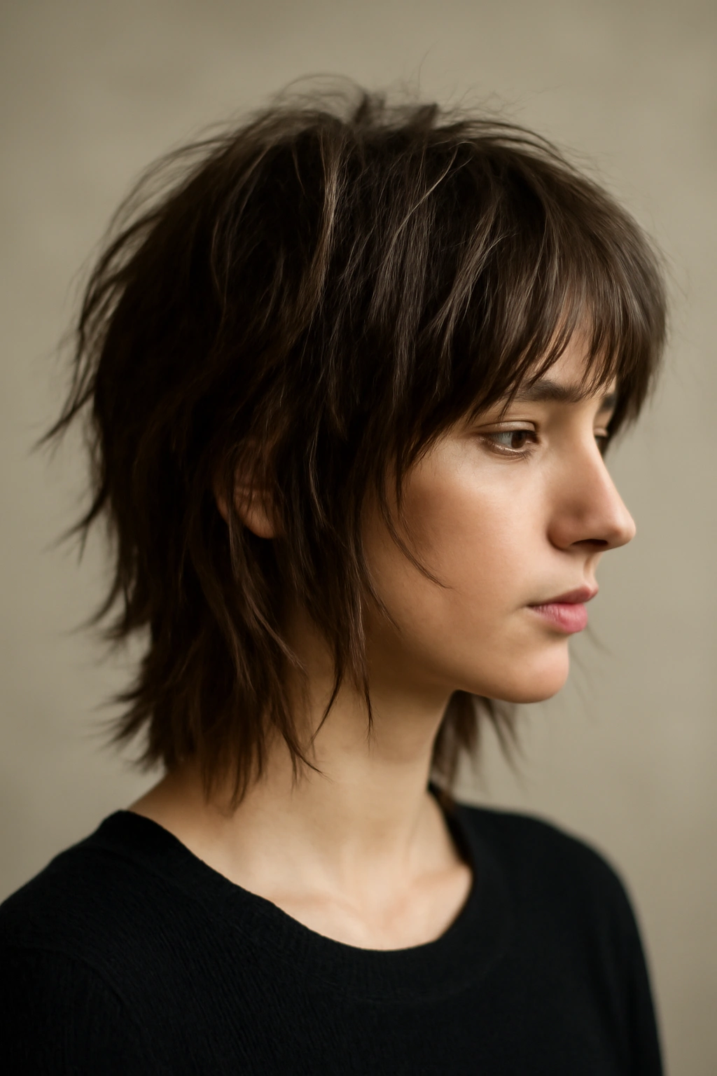 20 Shaggy Styles That Make Your Hair Look Effortlessly Good 14 Model with shag haircut showing dramatic disconnected layers and varied lengths