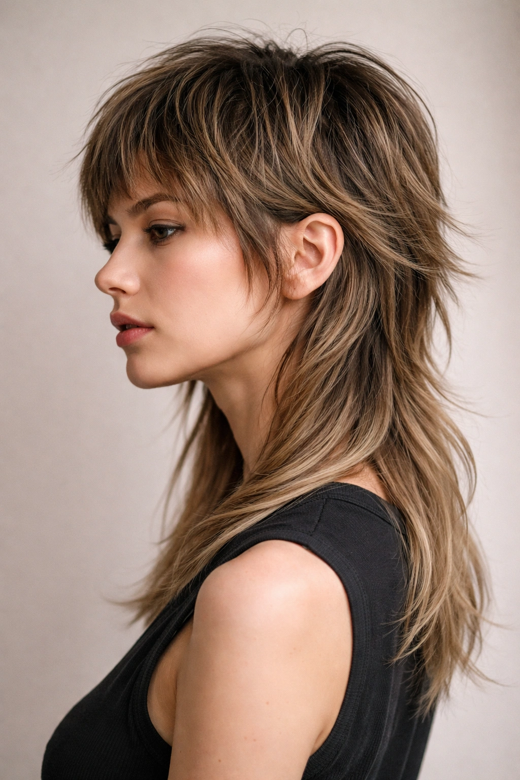 12 Shullet Haircuts That Mix Shag And Mullet 3 Profile view highlighting the disconnected shullet with a visible gap between front and back