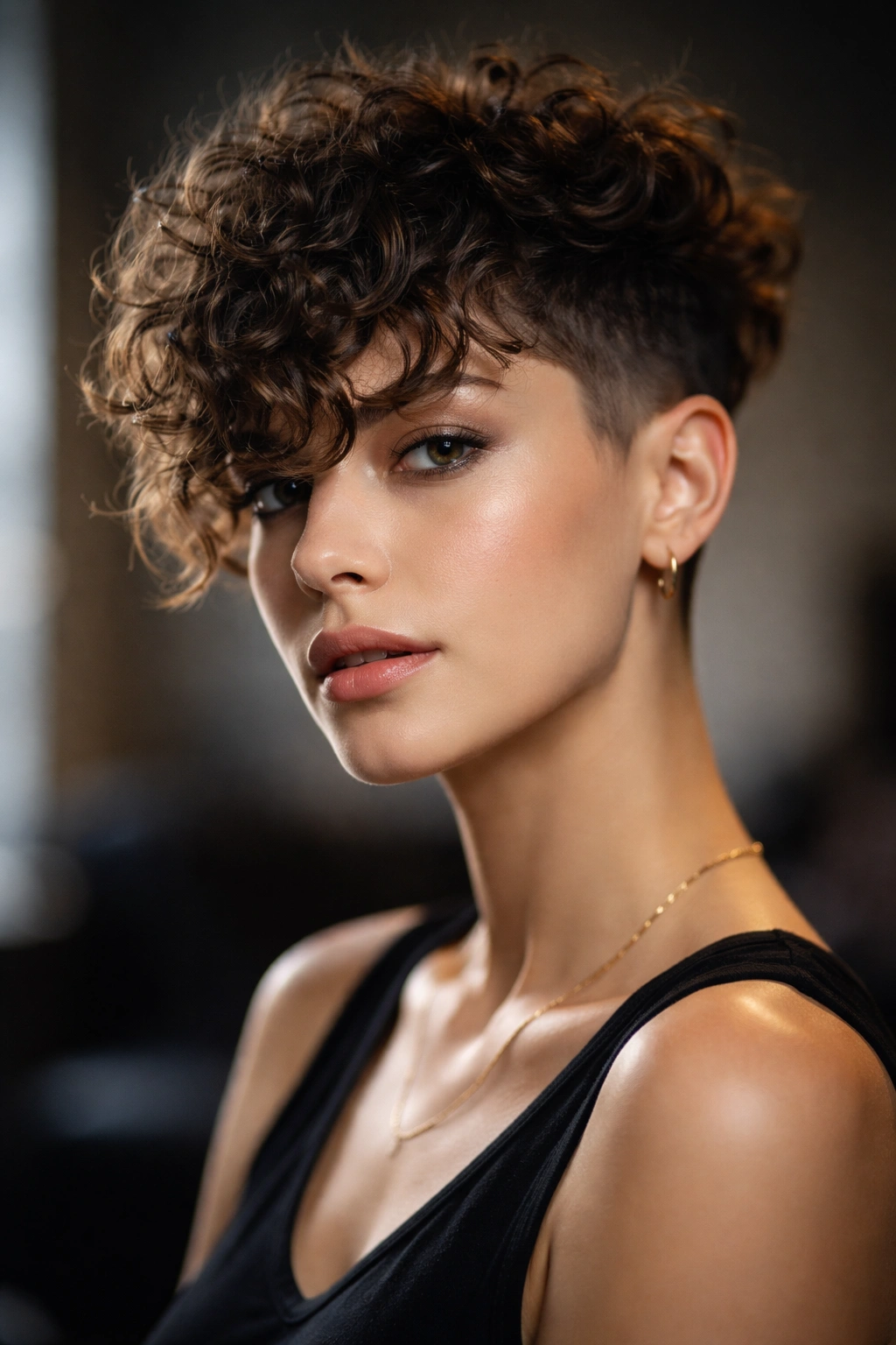 12 Short Haircuts With Curly Bangs You Ll Love 11 Disconnected top hairstyle with long curly bangs