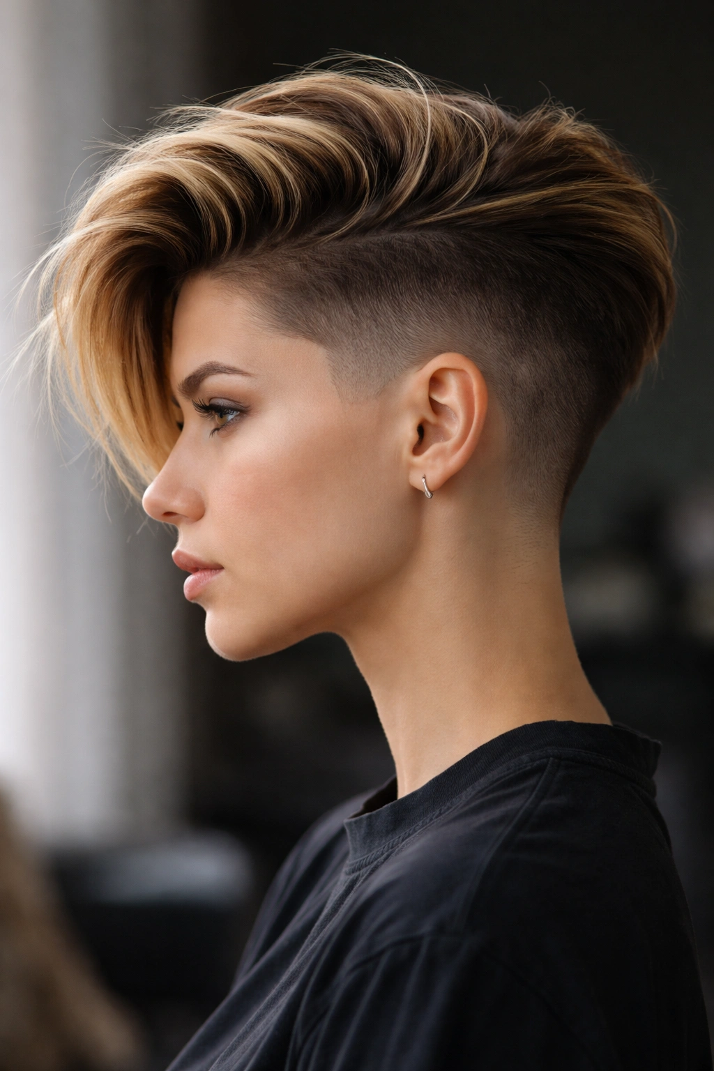 Side profile of long top with disconnected undercut
