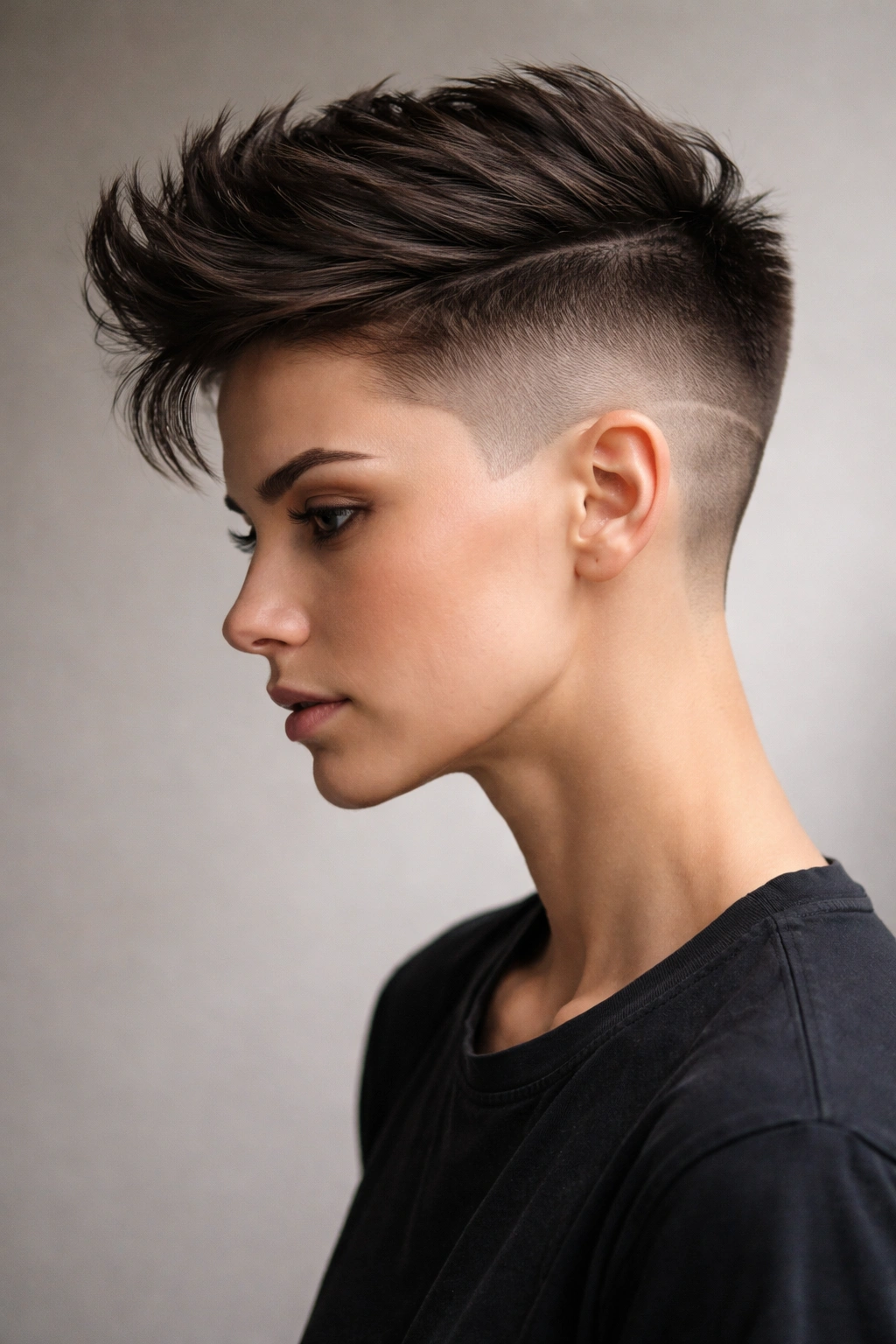 Going Super Short 15 Bold Haircuts To Consider 14 Portrait of a person with dramatic disconnected undercut showing a crisp unblended line