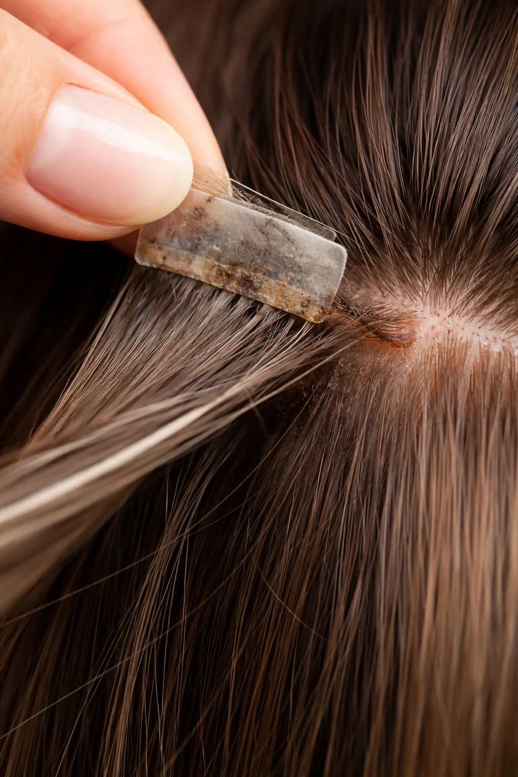 Hair strand under tension to illustrate DIY removal mistakes