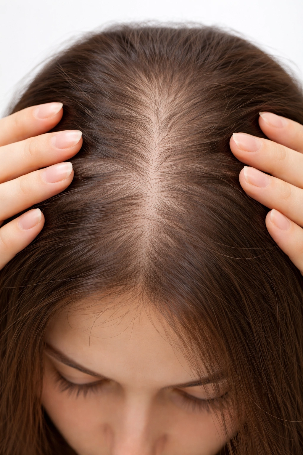 Scalp with diffuse thinning indicating hair loss concerns