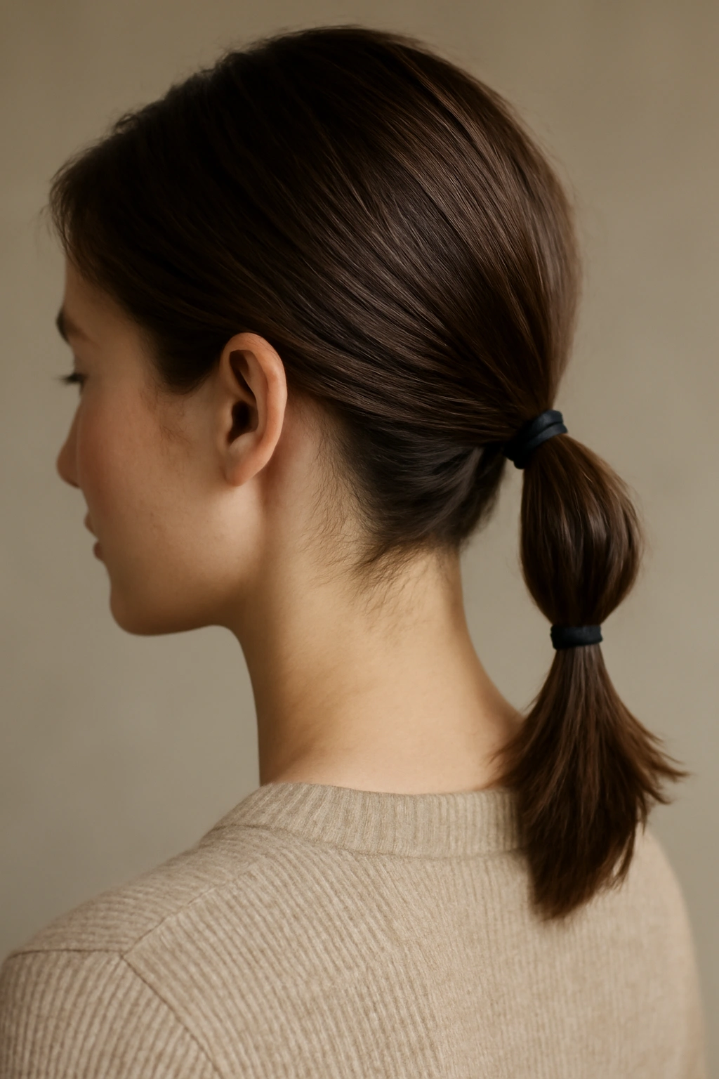 10 Short Hair Ponytail Styles That Last All Day 3 Ponytail with two elastic bands creating segmented sections