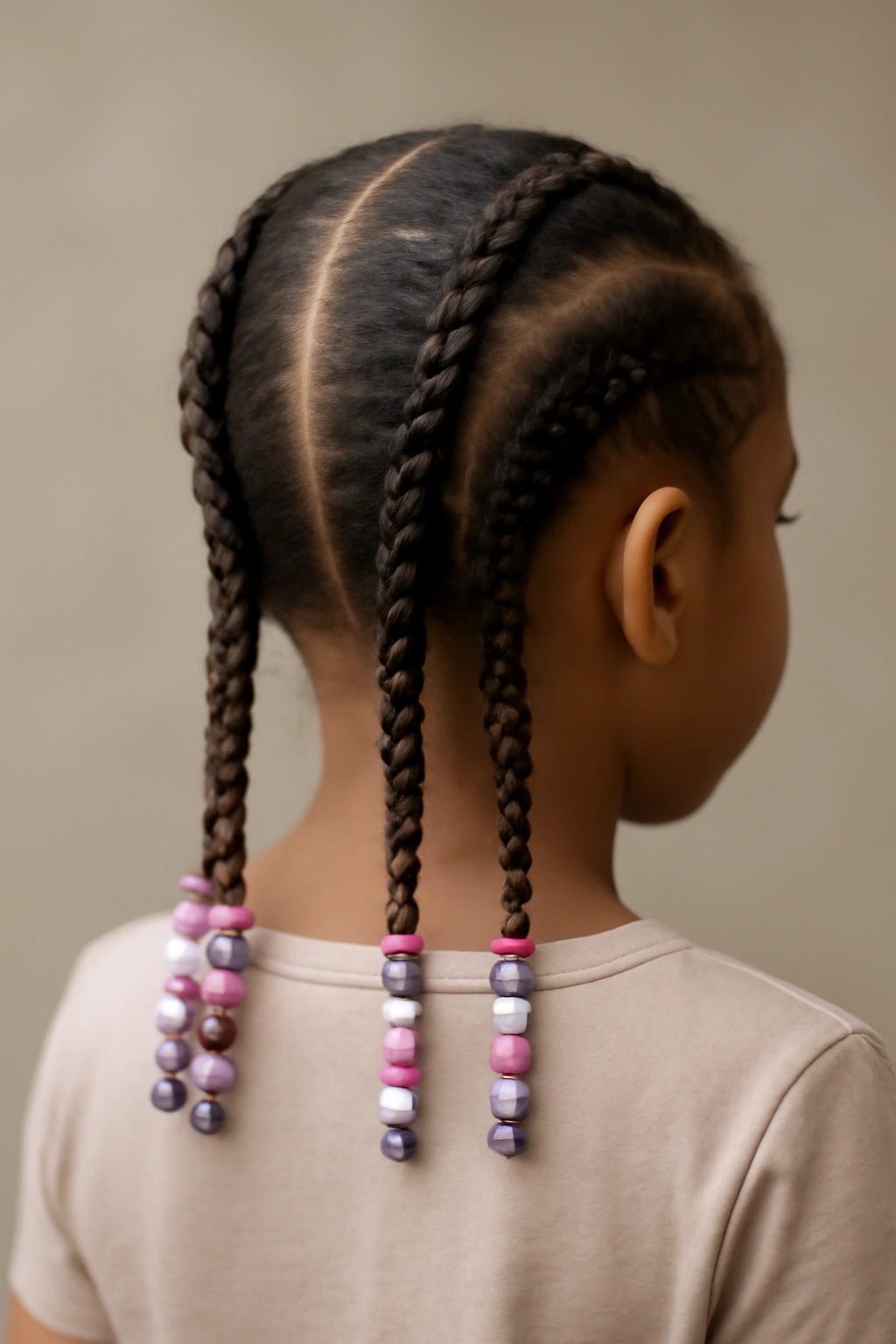 10 Pretty Beaded Braid Styles for Little Girls 5 Two parallel braids down the back with coordinated beads.