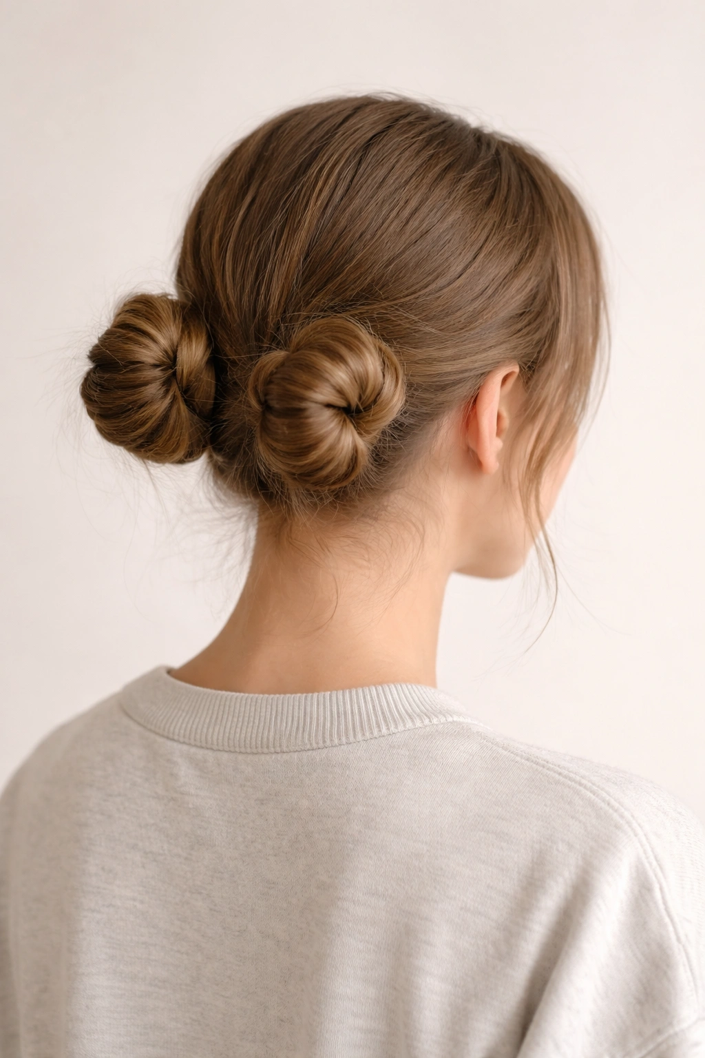 Two low buns at the nape of the neck on each side
