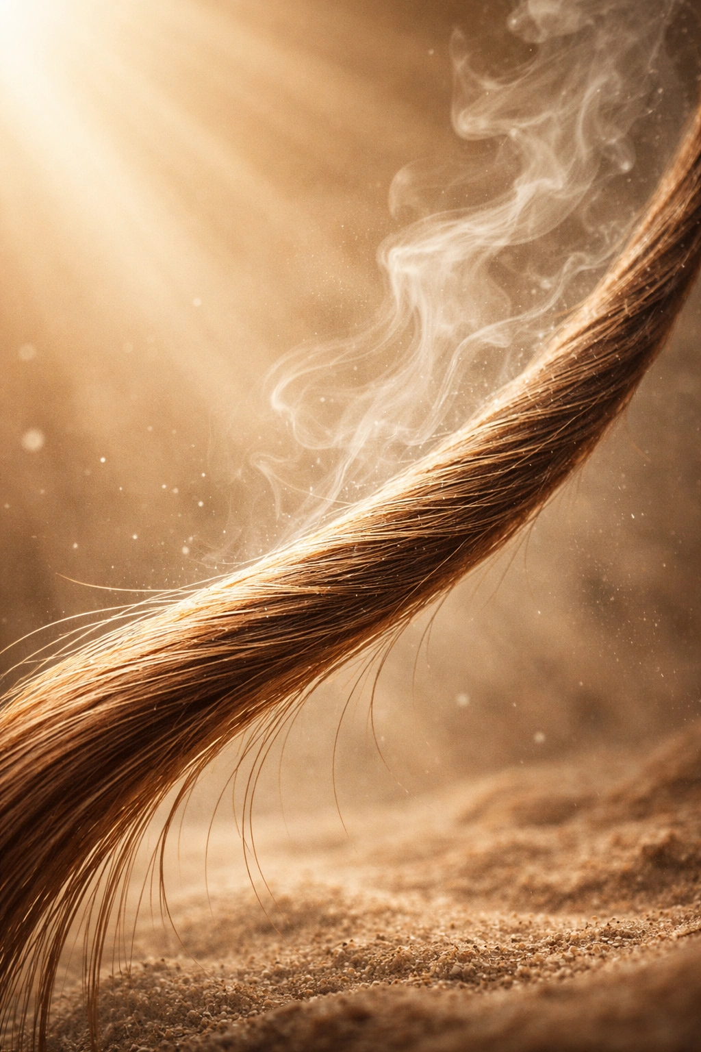 Hair strand in dry environment illustrating rapid evaporation