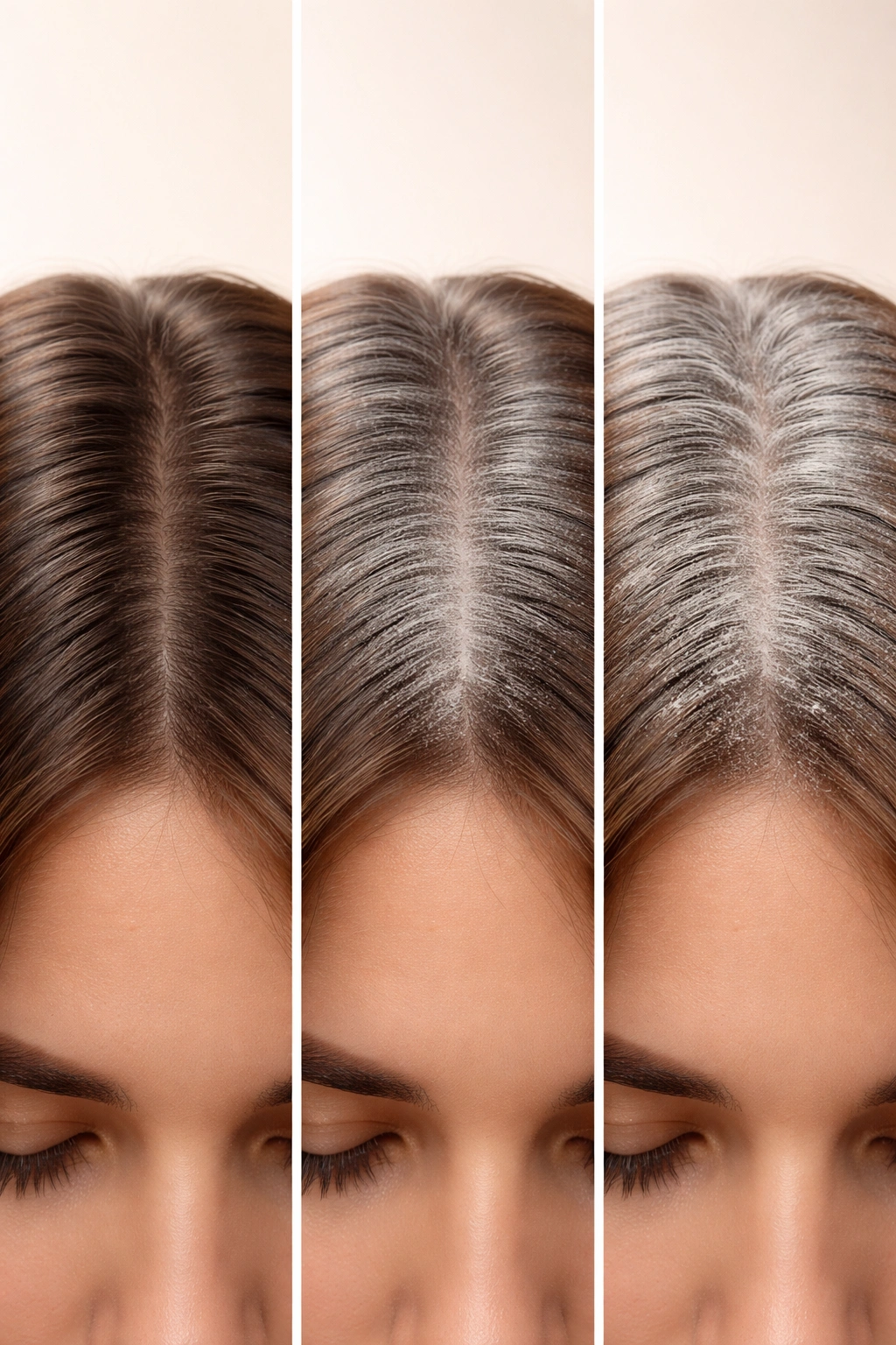 Hair root sections with varying powder coverage