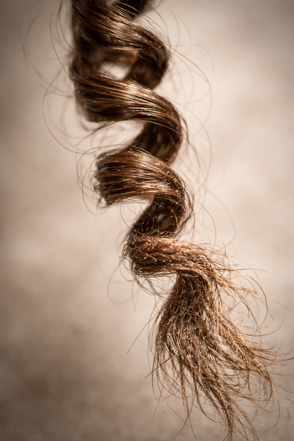 Curly hair close-up showing dryness at mid-lengths and ends