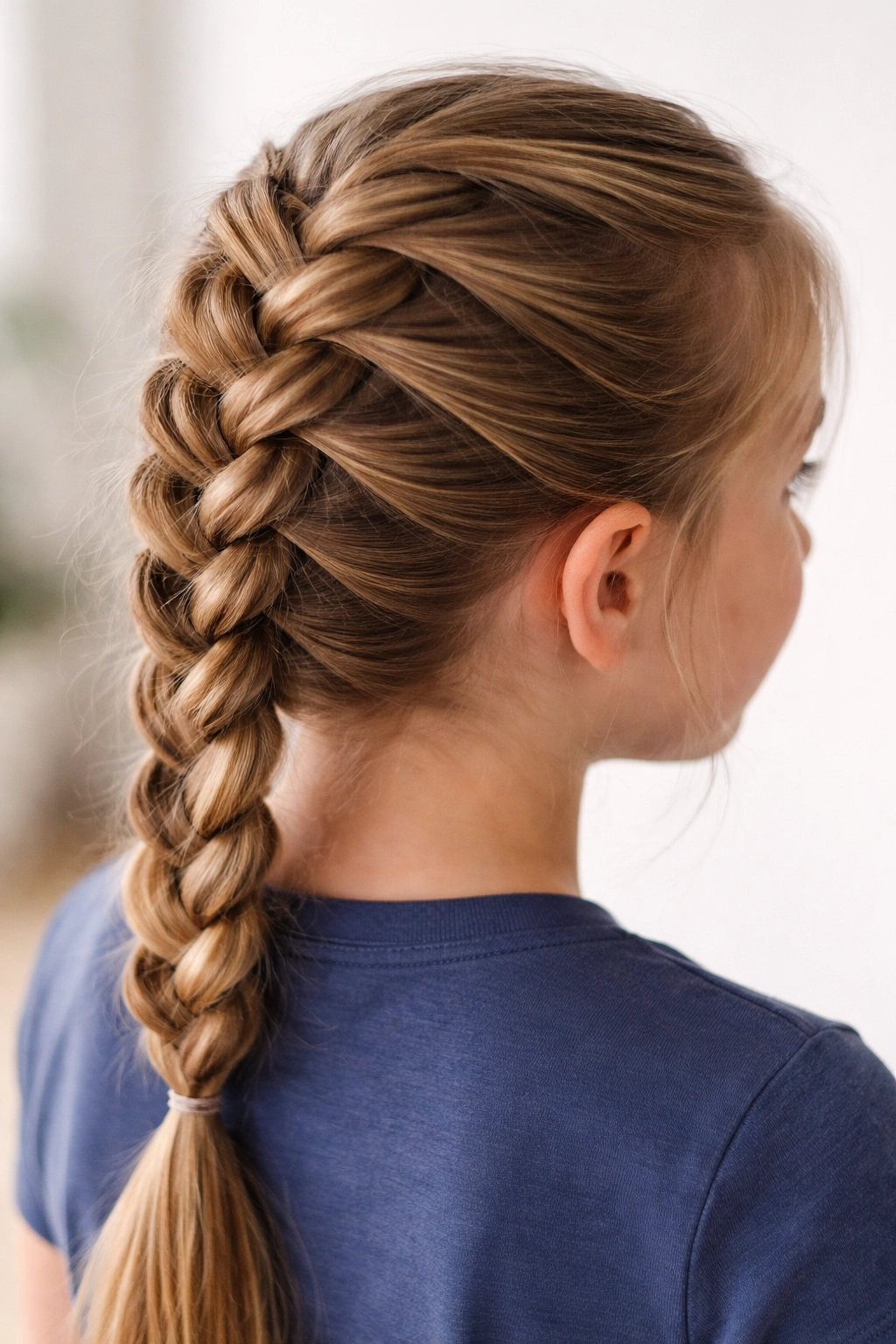Close-up of a child’s head showcasing a Dutch braid with a 3D raised look