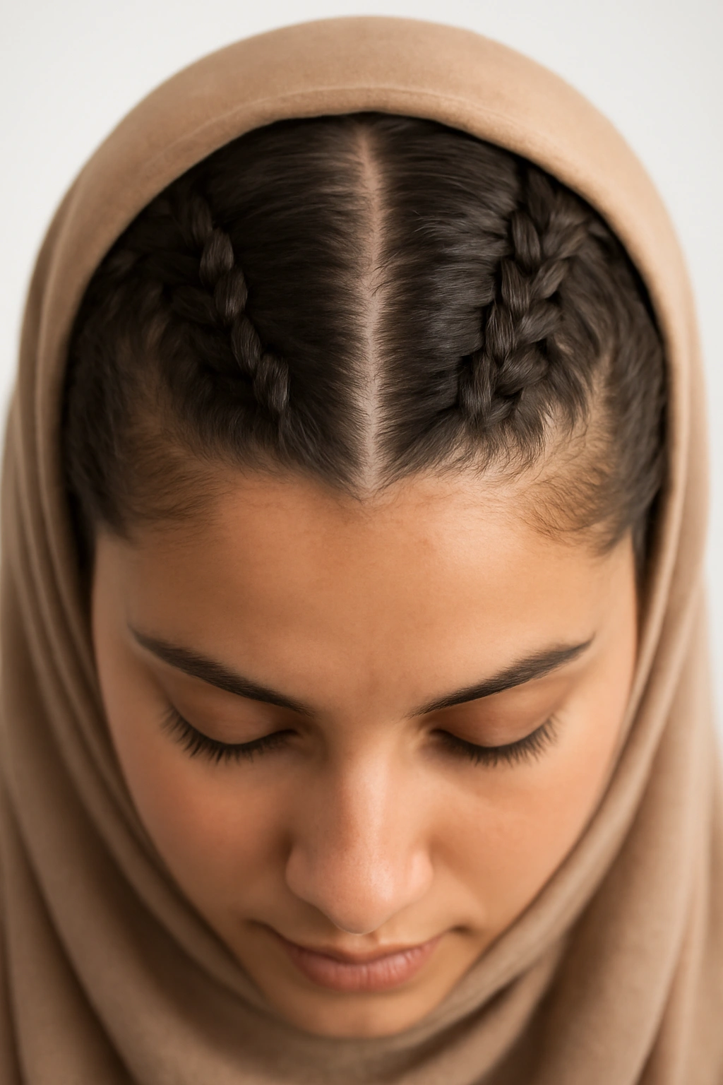 10 Everyday Hairstyles for Women Who Wear a Hijab 3 Dutch braids flush to scalp under hijab