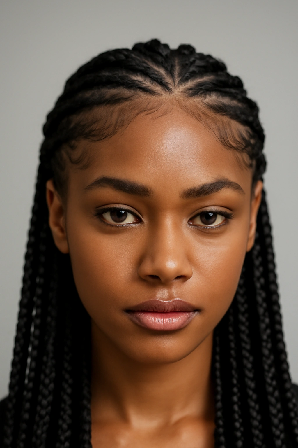 Edge braids along hairline with refined small braids