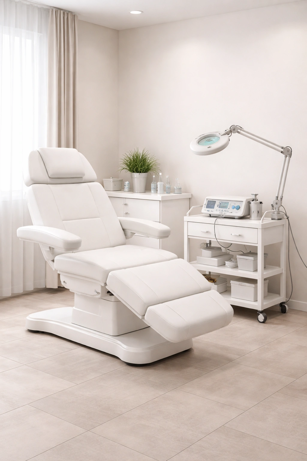 Clinic treatment room prepared for electrolysis