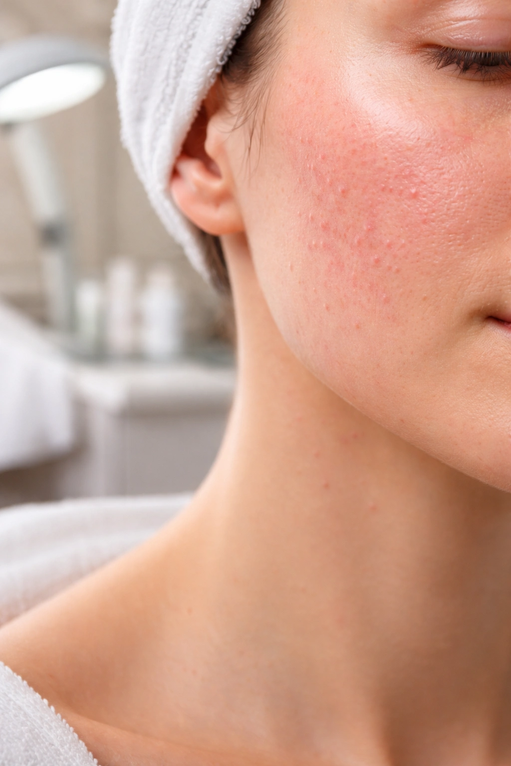 Redness and small bumps on facial skin after electrolysis