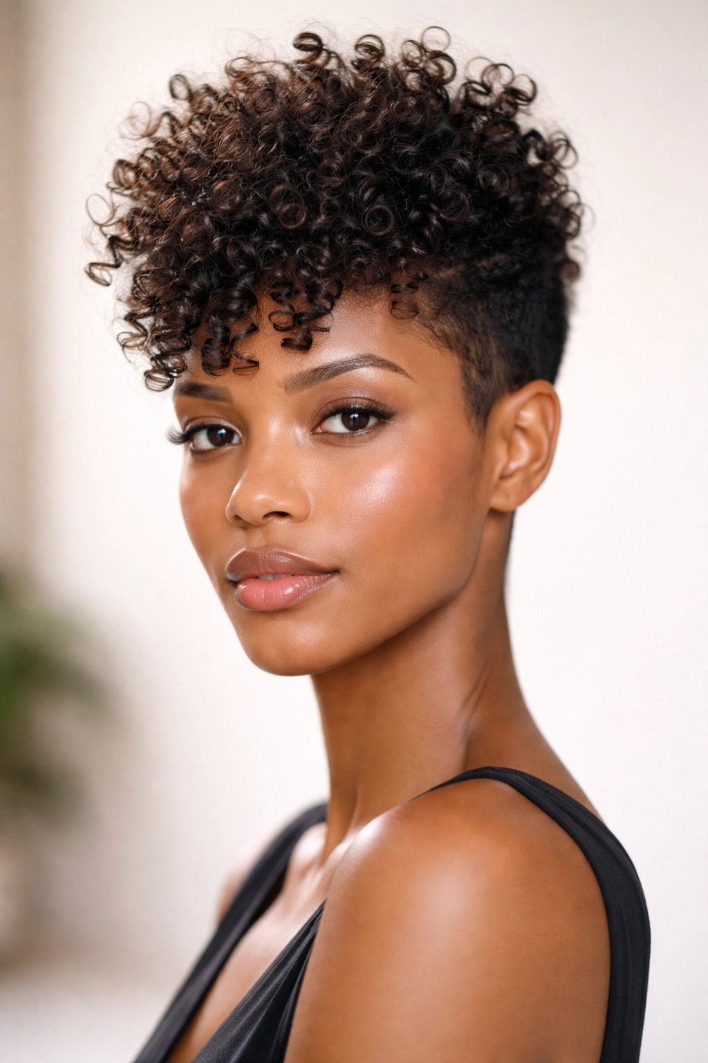 10 Short Curly Pixie Cuts For Natural Texture 9 Portrait of elongated crown pixie with long crown height creating vertical elongation