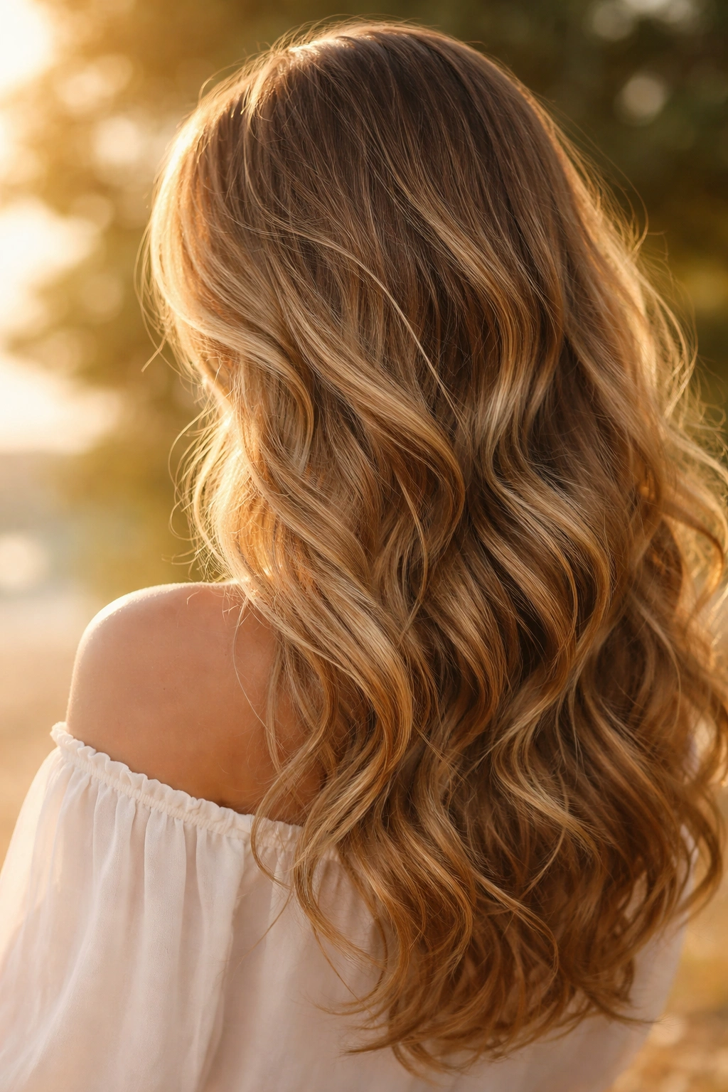 Serene close-up of sun-kissed hair in warm light