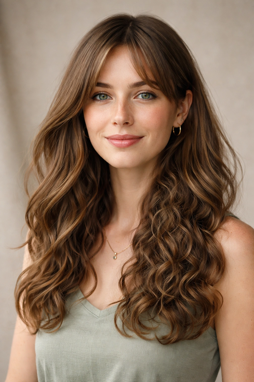 Portrait showing straight top texture with hidden waves, embracing Irish hair textures.