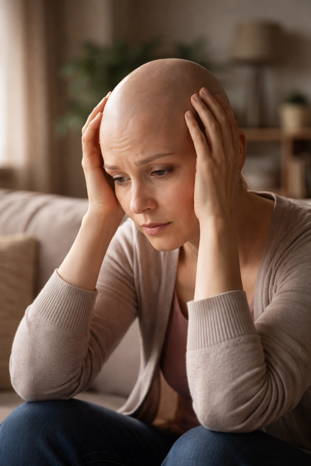 Person with thoughtful expression reflecting emotional impact of hair loss