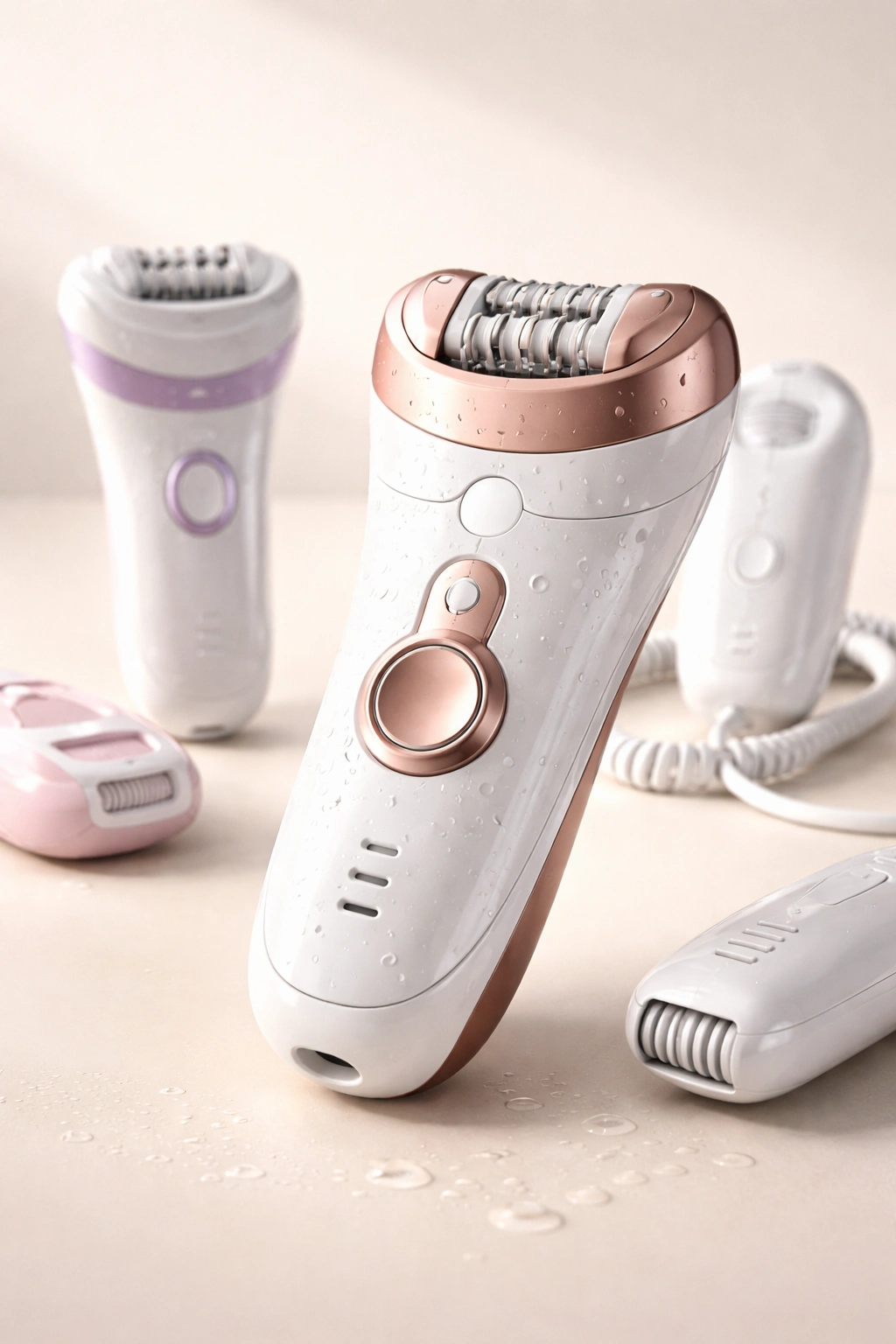 Epilator product shot highlighting features for choosing a model