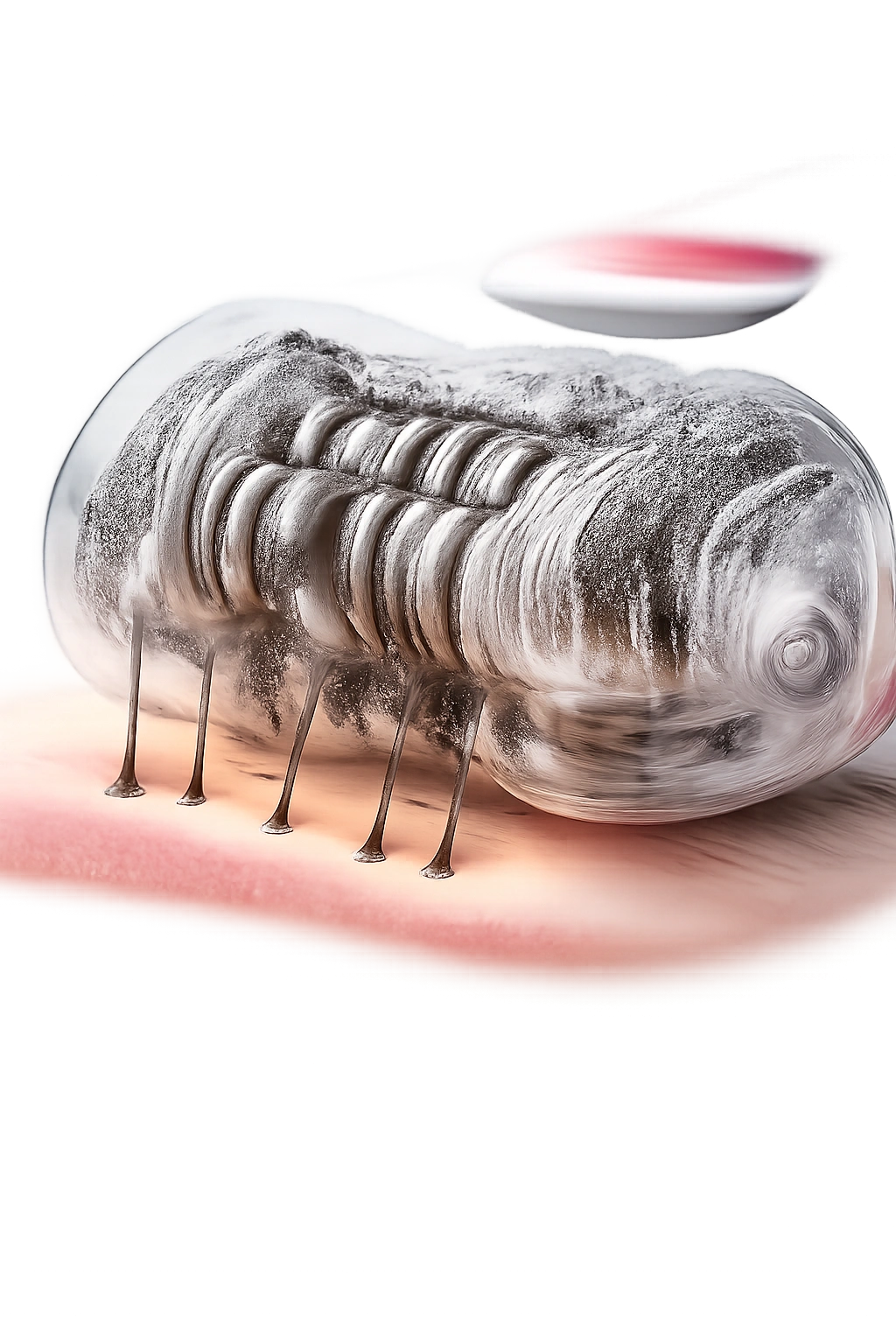 Macro cross-section of epilator head showing hair-grabbing mechanisms