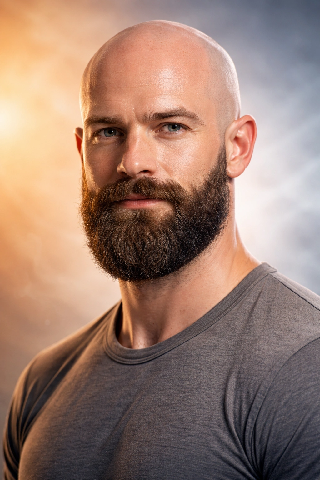 Bald scalp and full beard on a man representing evolutionary beard-baldness theory