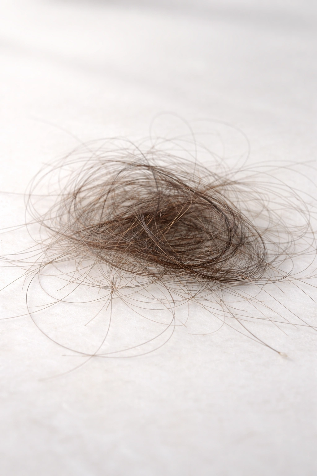 Loose hairs scattered on a plain surface illustrating shedding causes