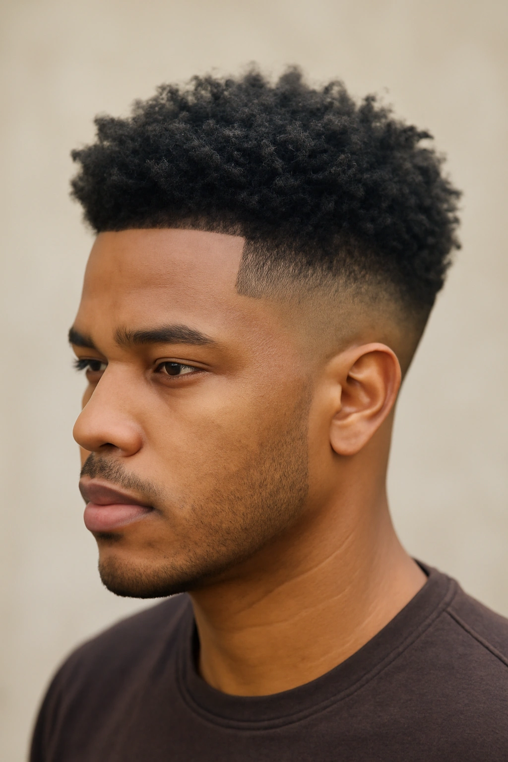 15 Tapered Cuts for Natural Hair Sorted by Curl Type 5 Extended fade with textured crown for mixed Type 4A-4B curls