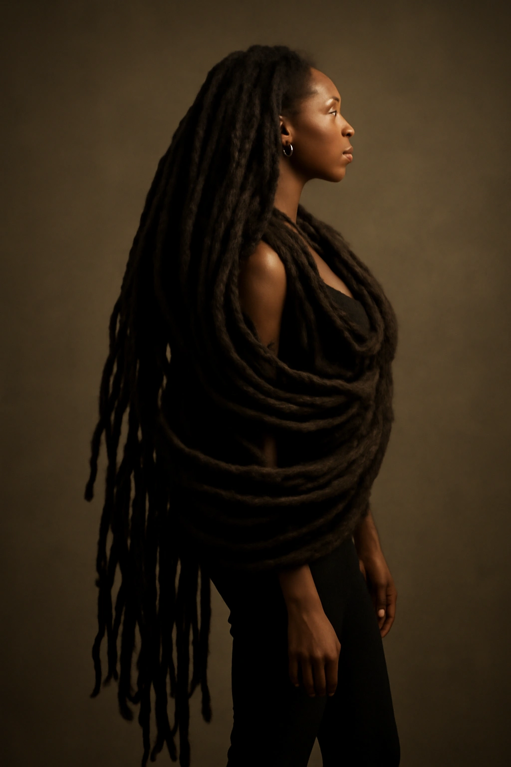 18 Dreadlock Styles Sorted From Short to Long 17 Person with extra-long tribal locs flowing past the shoulders in sculptural form