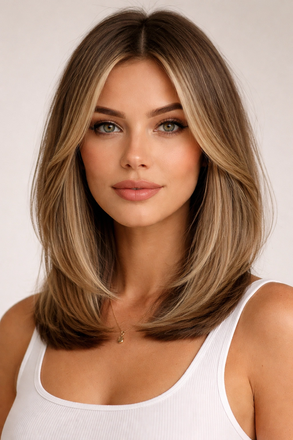 20 Shoulder Length Haircuts For Every Hair Type 11 Close-up of shoulder-length hair with face-framing layers and blunt ends