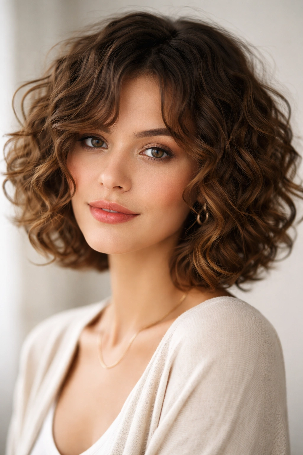 15 Curly Choppy Bobs With Volume And Bounce 9 Face-framing choppy bob with front layers around jawline