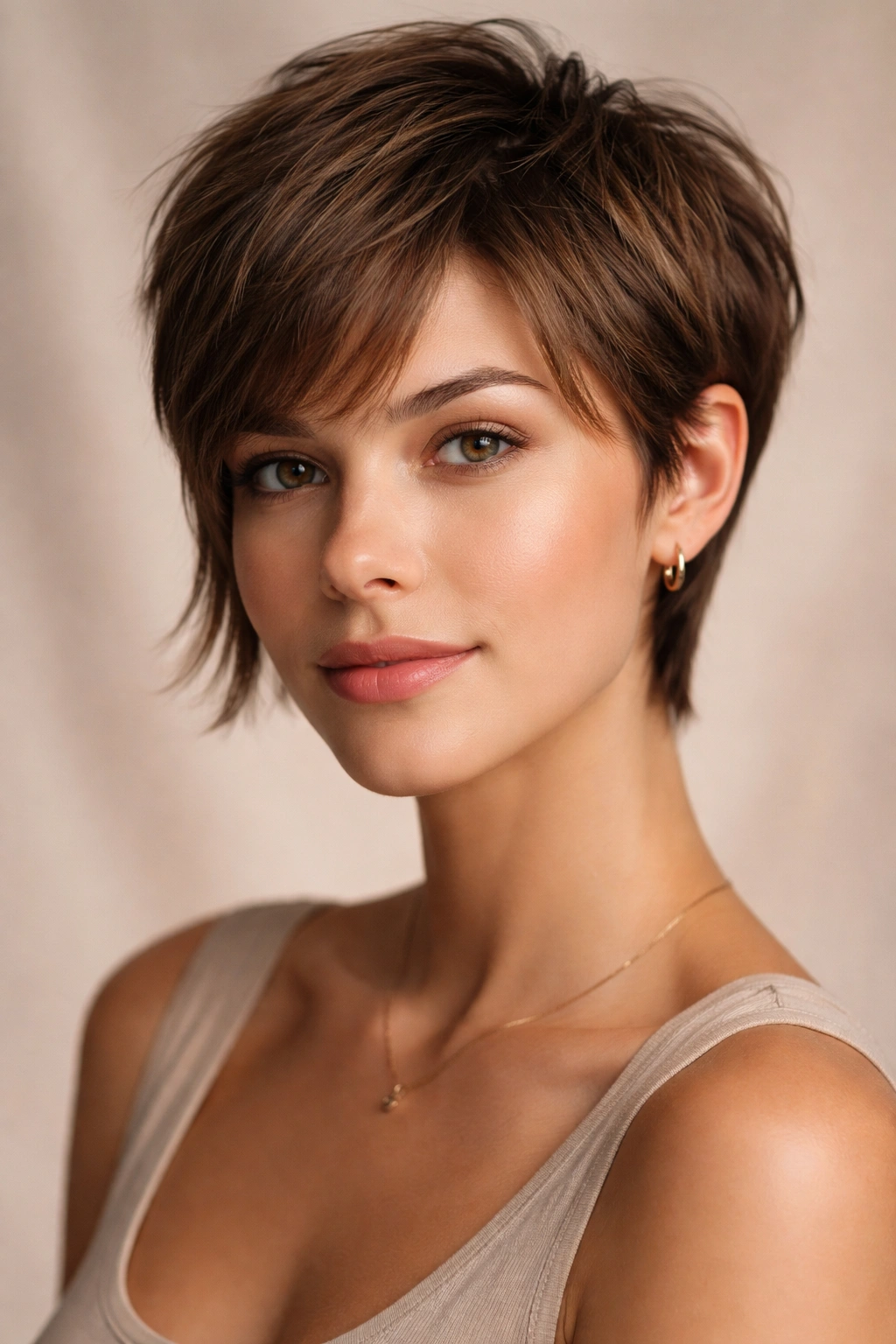 Face-framing crop showing jawline-length textured pieces around the face