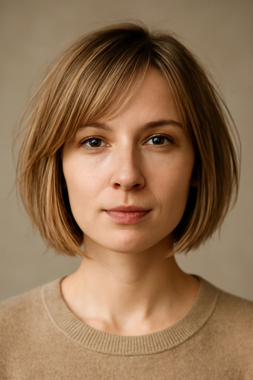12 Short Haircuts That Work on Baby Fine Hair 10 Portrait of a person with face-framing layers around the face creating dimension.