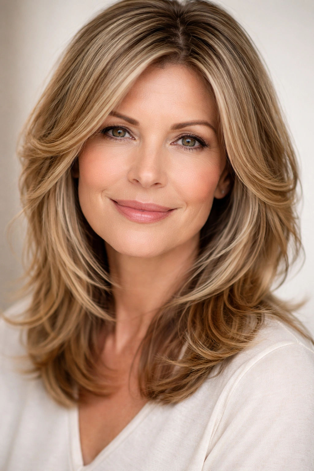 20 Volume Boosting Hairstyles For Older Women 6 Close-up of face-framing layers around the cheekbones