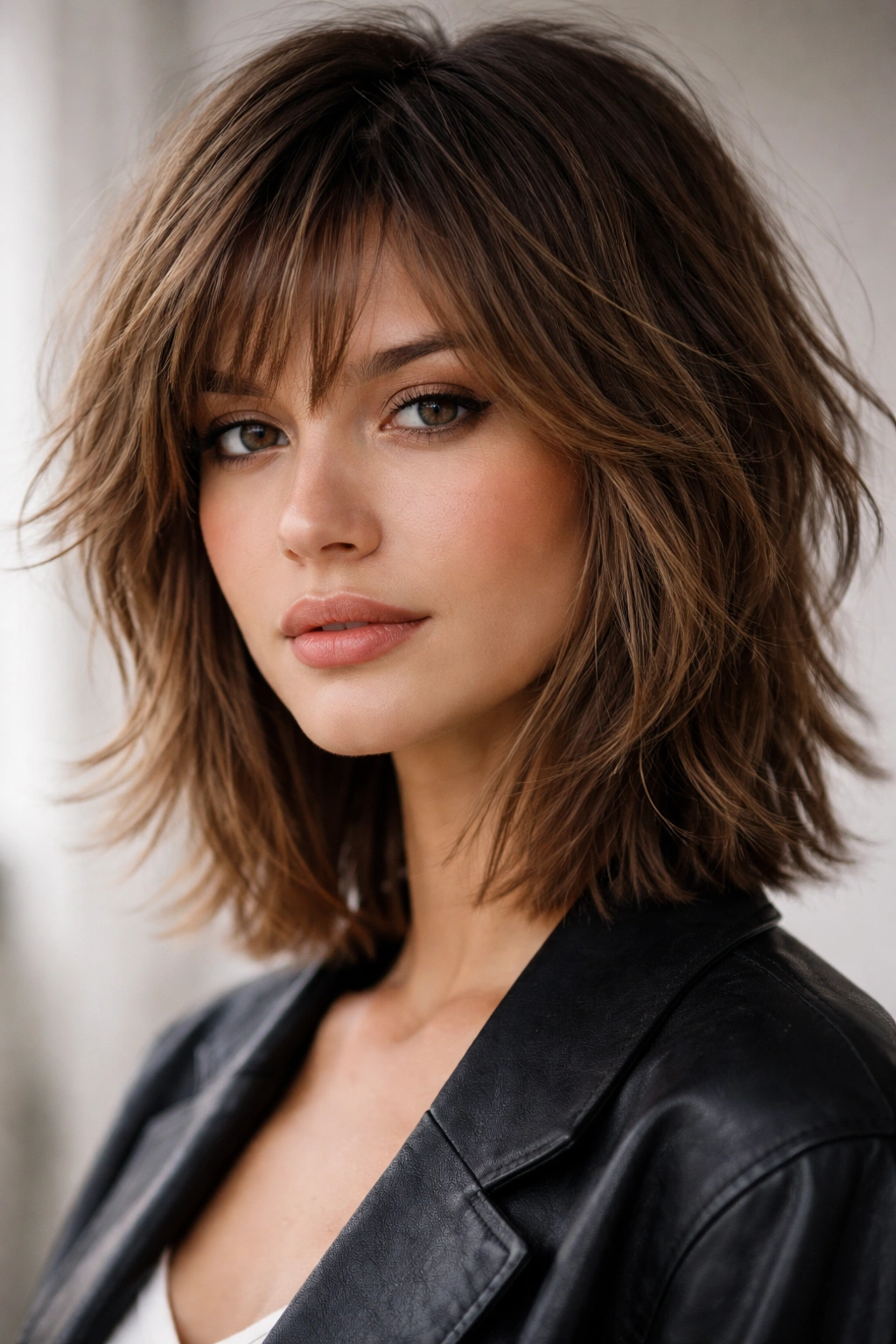 15 Choppy Short Haircuts Loaded With Texture 8 Portrait showing face-framing choppy layers around the face.