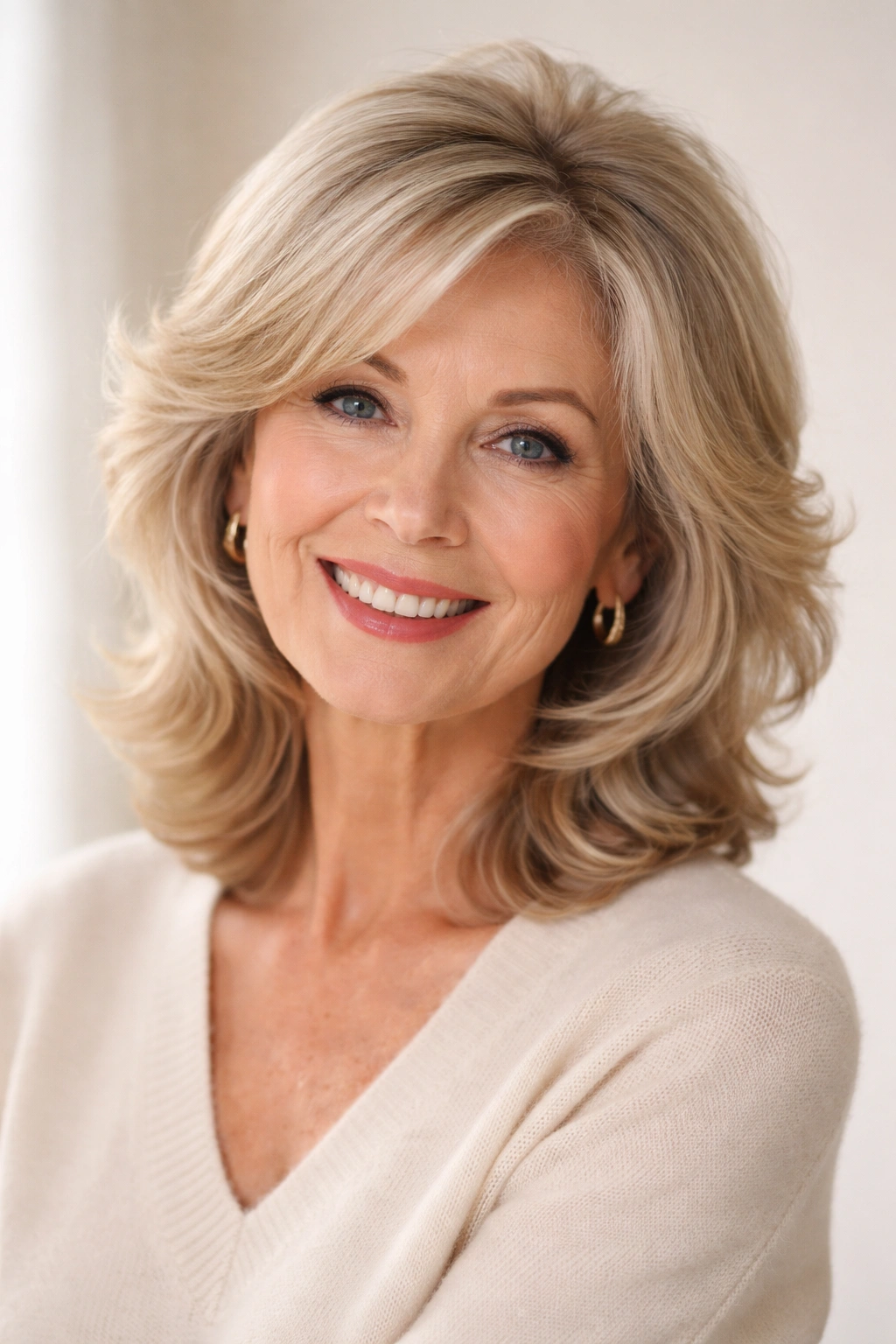 15 Hairstyles That Look Gorgeous On Women Over 70 14 Mature woman with face-framing layers and crown volume hairstyle