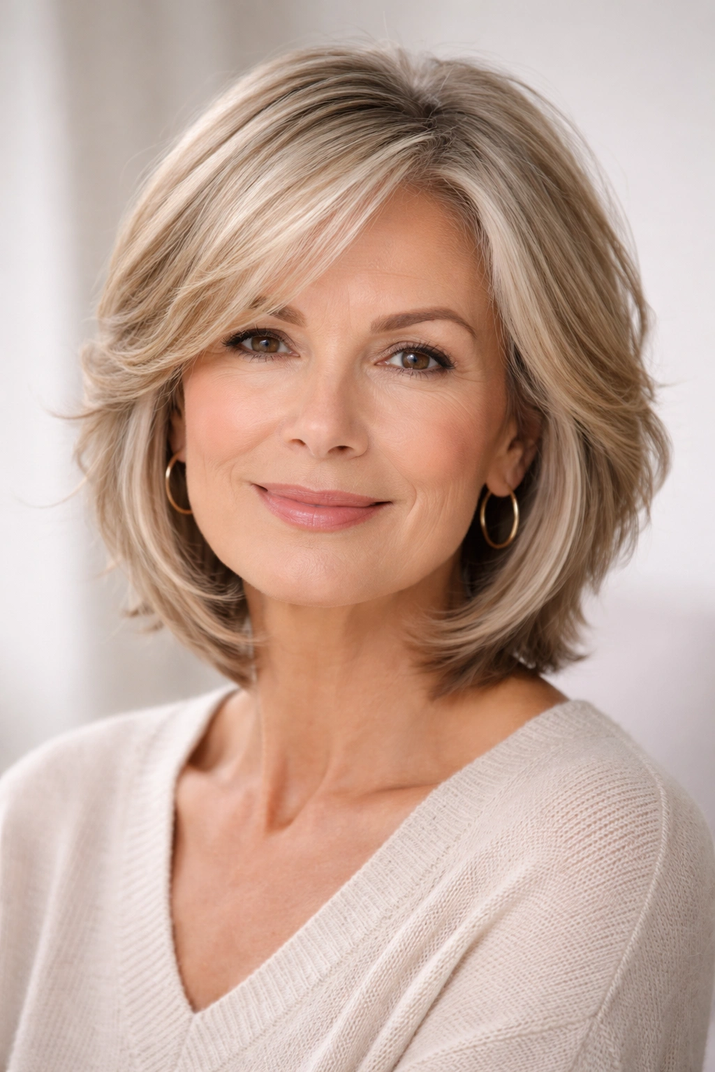 Portrait of a woman with modern face-framing layers