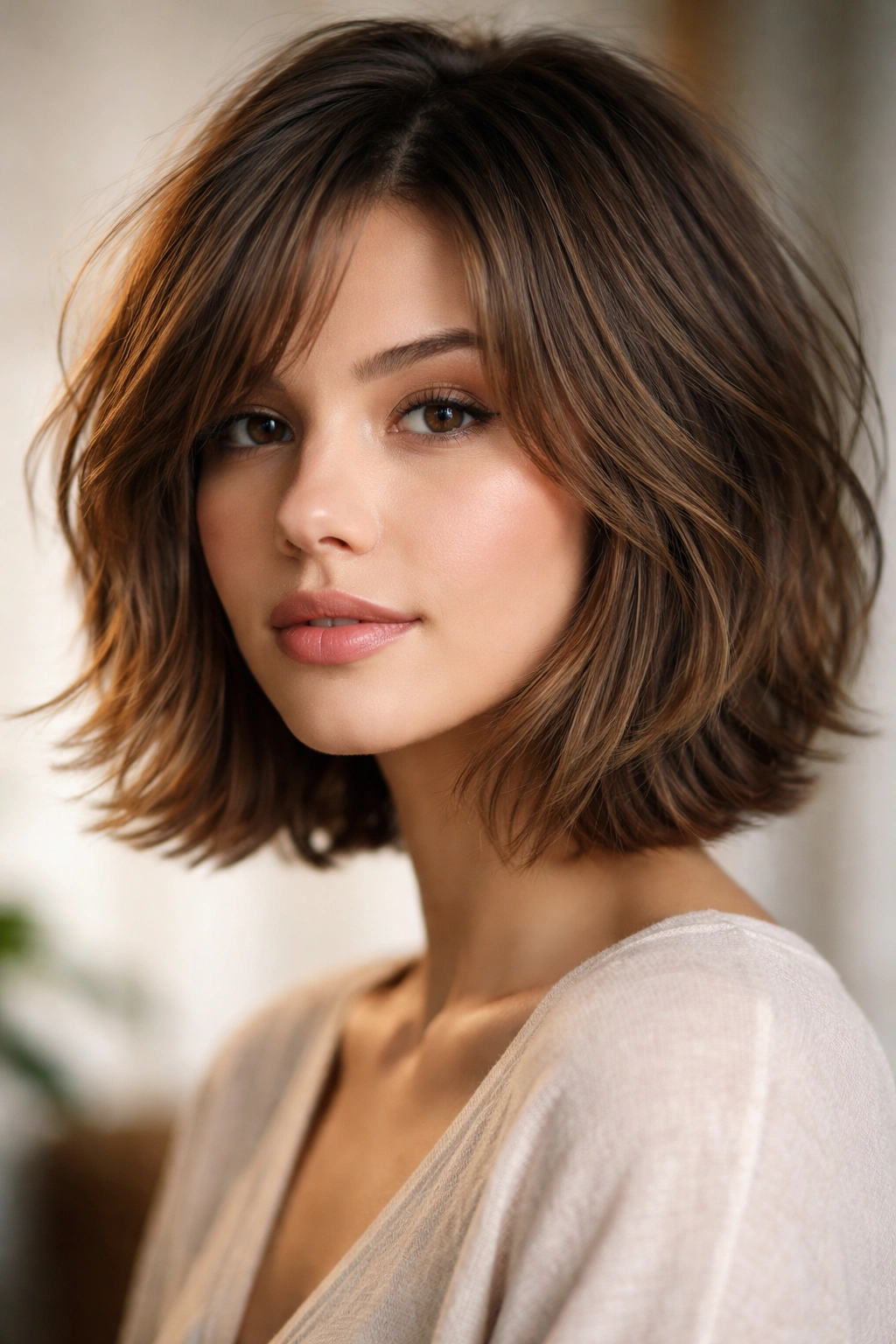 18 Layered Bobs Built For Natural Movement 16 Textured bob with face-framing layers around the face