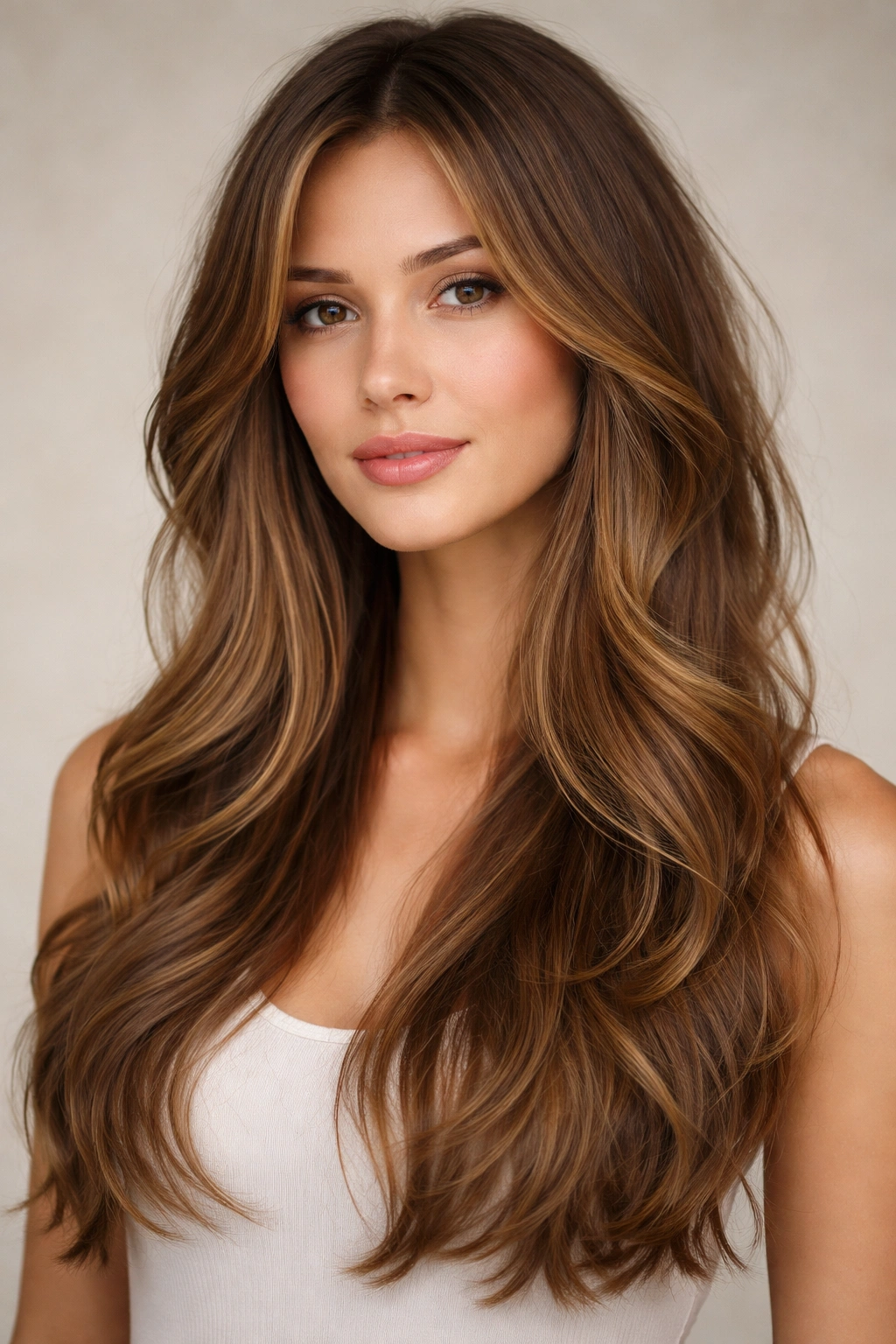 Long hair with face-framing layers and textured length.