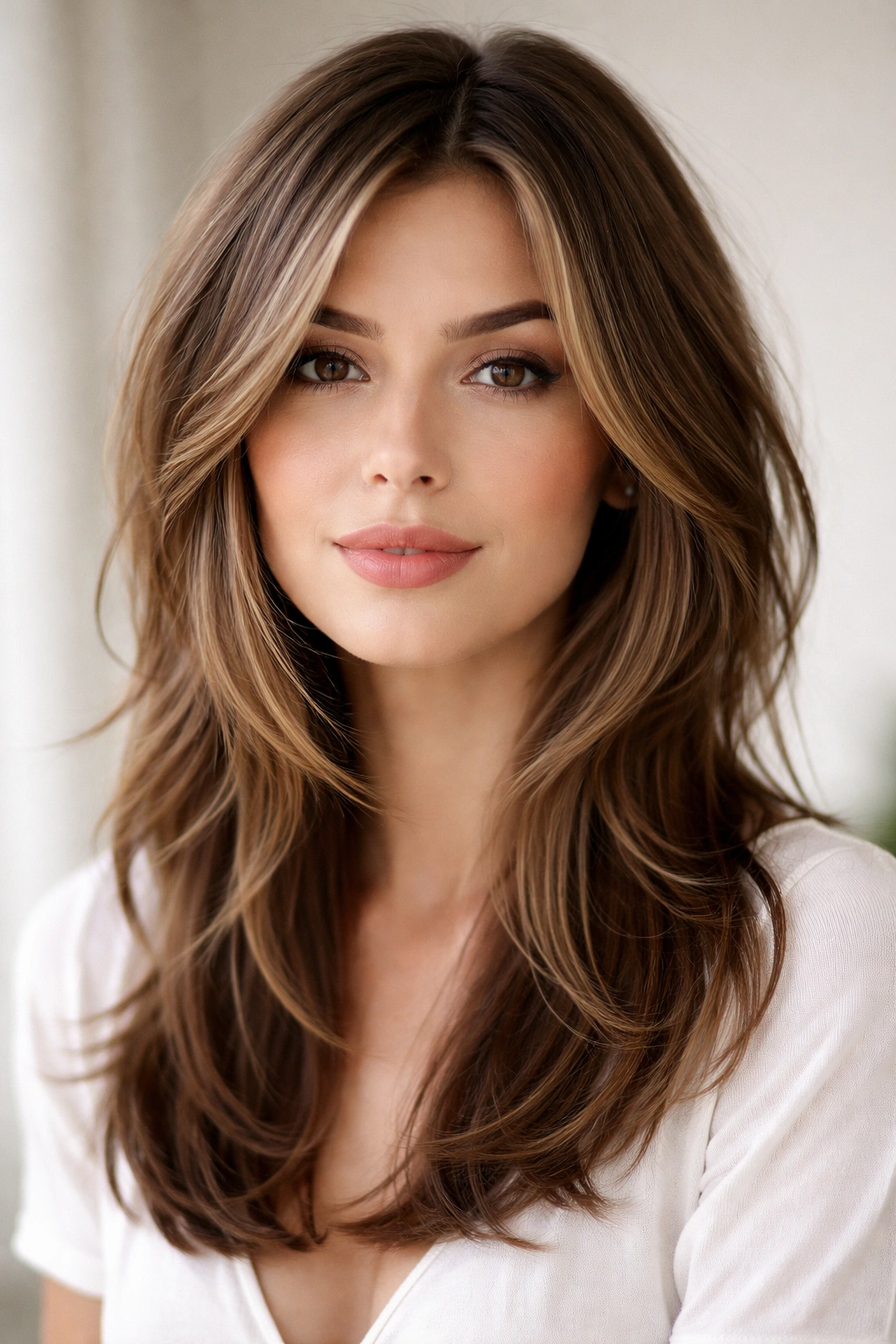 12 Shoulder Length Layered Cuts With Movement 4 Face-framing layers around cheeks with longer underneath length