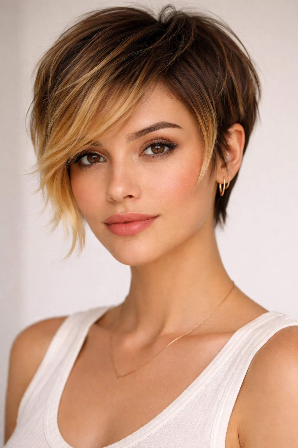 Face-framing pixie with golden ombre around the face