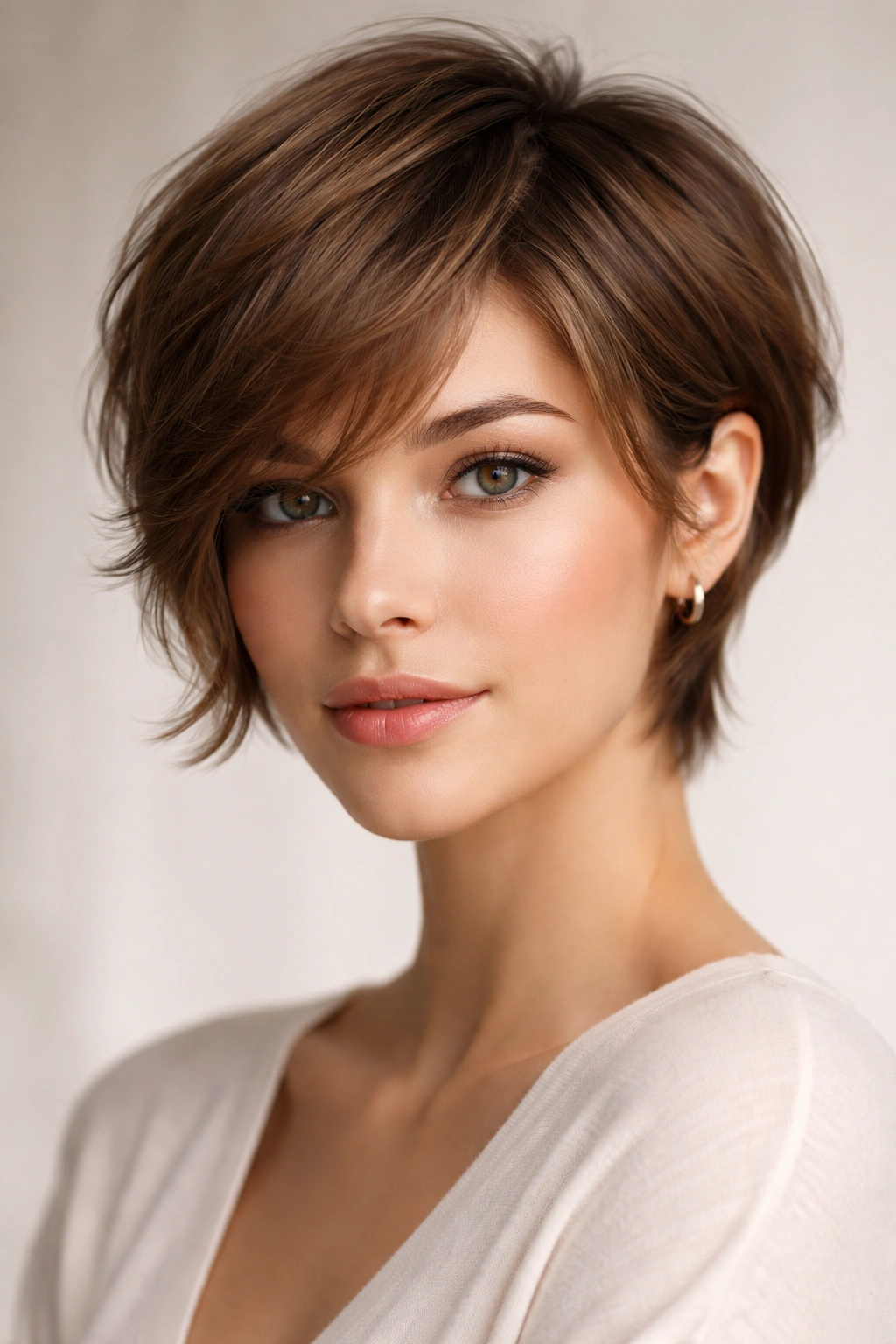 Face-framing pixie with soft layers around the face